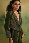 Buy_Reeti Arneja_Green Georgette Embroidery, Beads, Sequins, Raabta Jacket And Sharara Set _Online_at_Aza_Fashions