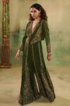 Shop_Reeti Arneja_Green Georgette Embroidery, Beads, Sequins, Raabta Jacket And Sharara Set _Online_at_Aza_Fashions