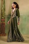 Reeti Arneja_Green Georgette Embroidery, Beads, Sequins, Raabta Jacket And Sharara Set _at_Aza_Fashions