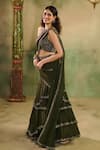 Reeti Arneja_Green Georgette Sequins, Beads, Metallic Abeer Ruffled Tiered Lehenga Set _Online_at_Aza_Fashions