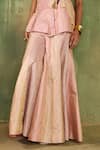 Shop_Reeti Arneja_Pink Silk Pearls, Beads V-neck Rose Embellished Wrap Top And Sharara Set _Online_at_Aza_Fashions