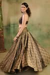 Buy_Reeti Arneja_Black Silk Zari, Sequins, Beads, Embroidery, Tassels Woven Lehenga Blouse Set _Online_at_Aza_Fashions
