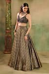 Shop_Reeti Arneja_Black Silk Zari, Sequins, Beads, Embroidery, Tassels Woven Lehenga Blouse Set _Online_at_Aza_Fashions