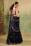 Shop_Reeti Arneja_Navy Georgette Mirrors, Embroidery, Beads, Shama Embellished Lehenga Blouse Set _at_Aza_Fashions