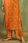 Reeti Arneja_Orange Chanderi Embroidery, Zari Round Neck Aftabi Kurta And Pant Set _Online_at_Aza_Fashions