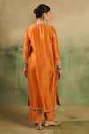 Shop_Reeti Arneja_Orange Chanderi Embroidery, Zari Round Neck Aftabi Kurta And Pant Set _at_Aza_Fashions