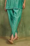 Reeti Arneja_Aqua Chanderi Mirrors, Embroidery V-neck Neelpari Kurta And Dhoti Pant Set _Online_at_Aza_Fashions