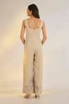 Shop_Ewoke_Ivory Georgette Embroidery, Cut Work Square Neck Floral Jumpsuit _at_Aza_Fashions
