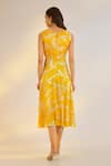 Shop_Ewoke_Yellow Bemberg Round Neck Knot Dress _at_Aza_Fashions