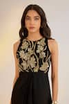 Buy_Ewoke_Black Georgette, Satin Embroidery Round Neck Tara Dress _Online_at_Aza_Fashions