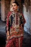 Buy_Rajdeep Ranawat_Red Silk Mandarin Collar Bethari Chanel Tunic 