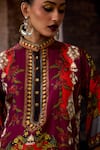 Shop_Rajdeep Ranawat_Maroon Silk Mandarin Collar, Button-down Neck Bethari Ghazal Tunic 