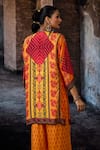 Buy_Rajdeep Ranawat_Yellow Silk Embroidery, Stones Collared, Button-down Neck Bethari Ghazal Tunic 