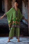 Buy_Rajdeep Ranawat_Green Silk V-neck, Collared Bethari Chanel Tunic _at_Aza_Fashions