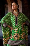 Shop_Rajdeep Ranawat_Green Silk V-neck, Collared Bethari Chanel Tunic 
