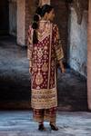 Shop_Rajdeep Ranawat_Maroon Silk Mandarin Collar Bethari Ramin Kurta _at_Aza_Fashions