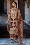 Shop_Rajdeep Ranawat_Maroon Silk Mandarin Collar Bethari Ramin Kurta _Online_at_Aza_Fashions