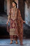 Buy_Rajdeep Ranawat_Maroon Modal, Satin Bethari Permaz Pant _at_Aza_Fashions