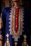 Shop_Rajdeep Ranawat_Navy Silk Embroidery Mandarin Collar Bethari Tunic 