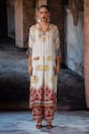 Buy_Rajdeep Ranawat_Off White Silk V-neck Bethari Banera Tunic _at_Aza_Fashions
