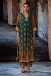Buy_Rajdeep Ranawat_Multi Color Silk Split V-neck Bethari Banera Tunic _at_Aza_Fashions