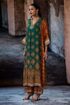 Rajdeep Ranawat_Multi Color Silk Split V-neck Bethari Banera Tunic _Online_at_Aza_Fashions