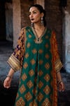 Shop_Rajdeep Ranawat_Multi Color Silk Split V-neck Bethari Banera Tunic _Online_at_Aza_Fashions