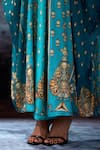 Buy_Rajdeep Ranawat_Turquoise Silk Embroidery, Beads V-neck Bethari Imama Kaftan _Online_at_Aza_Fashions