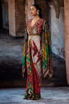 Buy_Rajdeep Ranawat_Off White Silk, Crepe V-neck Bethari Apsara Gown _Online_at_Aza_Fashions