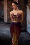 Buy_Rajdeep Ranawat_Purple Crepe Embroidery Sweetheart Neck Bethari Corset _Online_at_Aza_Fashions