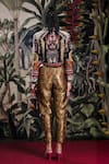 Shop_Rajdeep Ranawat_Gold Brocade Embroidery Bethari Inam Pant _at_Aza_Fashions