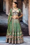 Buy_Rajdeep Ranawat_Green Dupion, Lycra, Kota Doria, Silk Zari, Embroidery Bethari Leela Skirt Set _at_Aza_Fashions