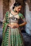 Shop_Rajdeep Ranawat_Green Dupion, Lycra, Kota Doria, Silk Zari, Embroidery Bethari Leela Skirt Set 