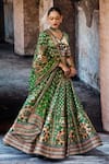 Rajdeep Ranawat_Green Dupion, Lycra, Kota Doria, Silk Zari, Embroidery Bethari Leela Skirt Set _Online