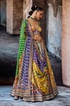 Buy_Rajdeep Ranawat_Multi Color Dupion, Lycra, Kota Doria Sequins, Bethari Leela Printed Skirt Set _Online_at_Aza_Fashions