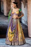 Buy_Rajdeep Ranawat_Multi Color Dupion, Lycra, Kota Doria Sequins, Bethari Leela Printed Skirt Set _at_Aza_Fashions