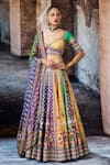 Rajdeep Ranawat_Multi Color Dupion, Lycra, Kota Doria Sequins, Bethari Leela Printed Skirt Set _at_Aza_Fashions