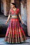 Shop_Rajdeep Ranawat_Pink Dupion, Kota Doria Bethari Leela Printed Skirt Set _Online_at_Aza_Fashions
