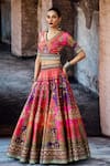 Rajdeep Ranawat_Pink Dupion, Kota Doria Bethari Leela Printed Skirt Set _at_Aza_Fashions