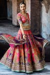 Rajdeep Ranawat_Pink Dupion, Kota Doria Bethari Leela Printed Skirt Set _Online