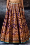 Shop_Rajdeep Ranawat_Purple Dupion, Lycra V-neck Bethari Leela Printed Skirt Set _Online_at_Aza_Fashions