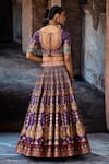 Shop_Rajdeep Ranawat_Purple Dupion, Lycra, Silk Foil Printing V-neck Bethari Leela Printed Skirt Set _at_Aza_Fashions