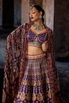 Buy_Rajdeep Ranawat_Purple Dupion, Lycra, Silk Foil Printing V-neck Bethari Leela Printed Skirt Set _Online_at_Aza_Fashions
