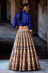Shop_Rajdeep Ranawat_Navy Dupion, Modal, Satin Foil Printing Bethari Rubali Leela Skirt With Top _at_Aza_Fashions