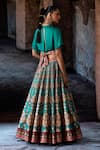 Shop_Rajdeep Ranawat_Green Polyurethane, Satin, Modal Embroidery Bethari Neerja Leela Skirt With Top _at_Aza_Fashions