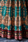 Rajdeep Ranawat_Green Polyurethane, Satin, Modal Embroidery Bethari Neerja Leela Skirt With Top _at_Aza_Fashions