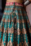Buy_Rajdeep Ranawat_Green Polyurethane, Satin, Modal Embroidery Bethari Neerja Leela Skirt With Top 