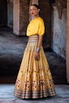 Rajdeep Ranawat_Yellow Dupion, Modal, Satin Mirrors, Zari Bethari Varsha Leela Skirt With Top _Online_at_Aza_Fashions