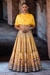 Buy_Rajdeep Ranawat_Yellow Dupion, Modal, Satin Mirrors, Zari Bethari Varsha Leela Skirt With Top _at_Aza_Fashions