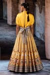 Shop_Rajdeep Ranawat_Yellow Dupion, Modal, Satin Mirrors, Zari Bethari Varsha Leela Skirt With Top _at_Aza_Fashions